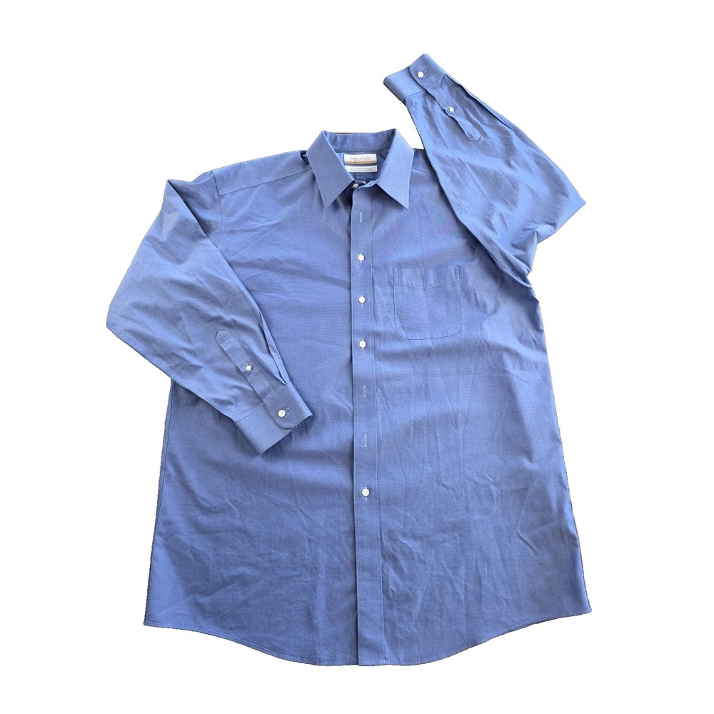 Roundtree & Yorke Gold Label Dress Shirt Mens Size 16.5x34 Blue Solid‎ Luxe 178